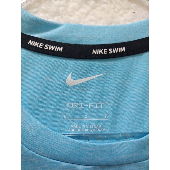 Nike Swim‎ T- Shirt Men's L Ligh Blue UPF40+ Dri-Fit Short Sleeve Hydroguard - Picture 4 of 7